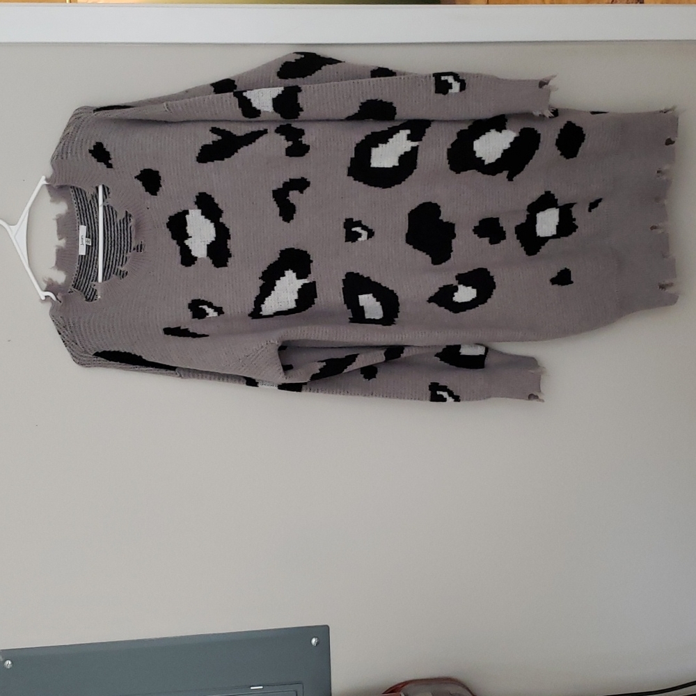 NWOT Jodifl Distressed Animal Print Sweater Dress